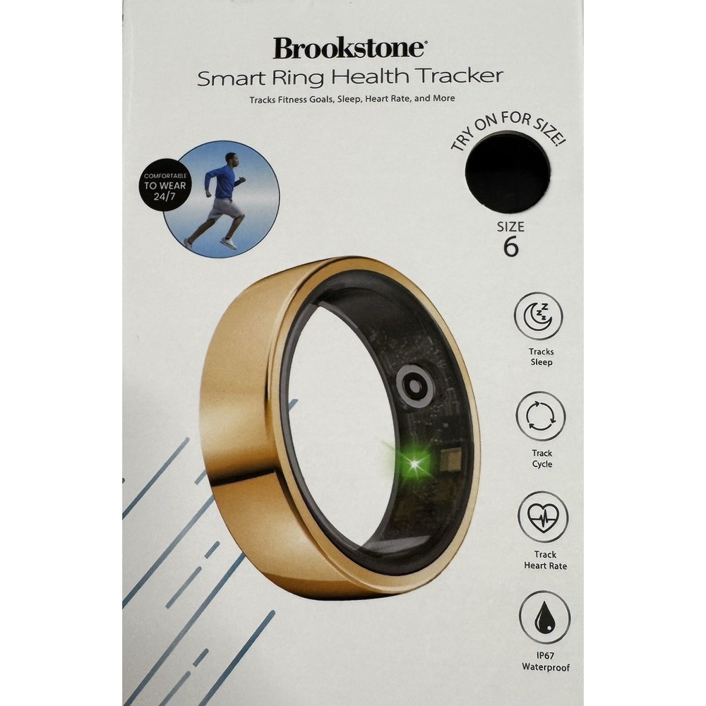 Brand New Brookstone Smart Ring Health Tracker, Size 6, Waterproof, Sealed